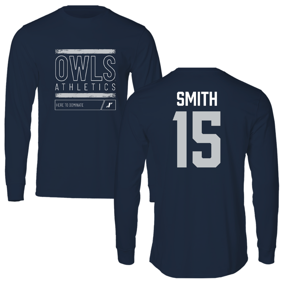 Rice University Baseball Navy Dominate Performance Long Sleeve - #15 Luke Smith