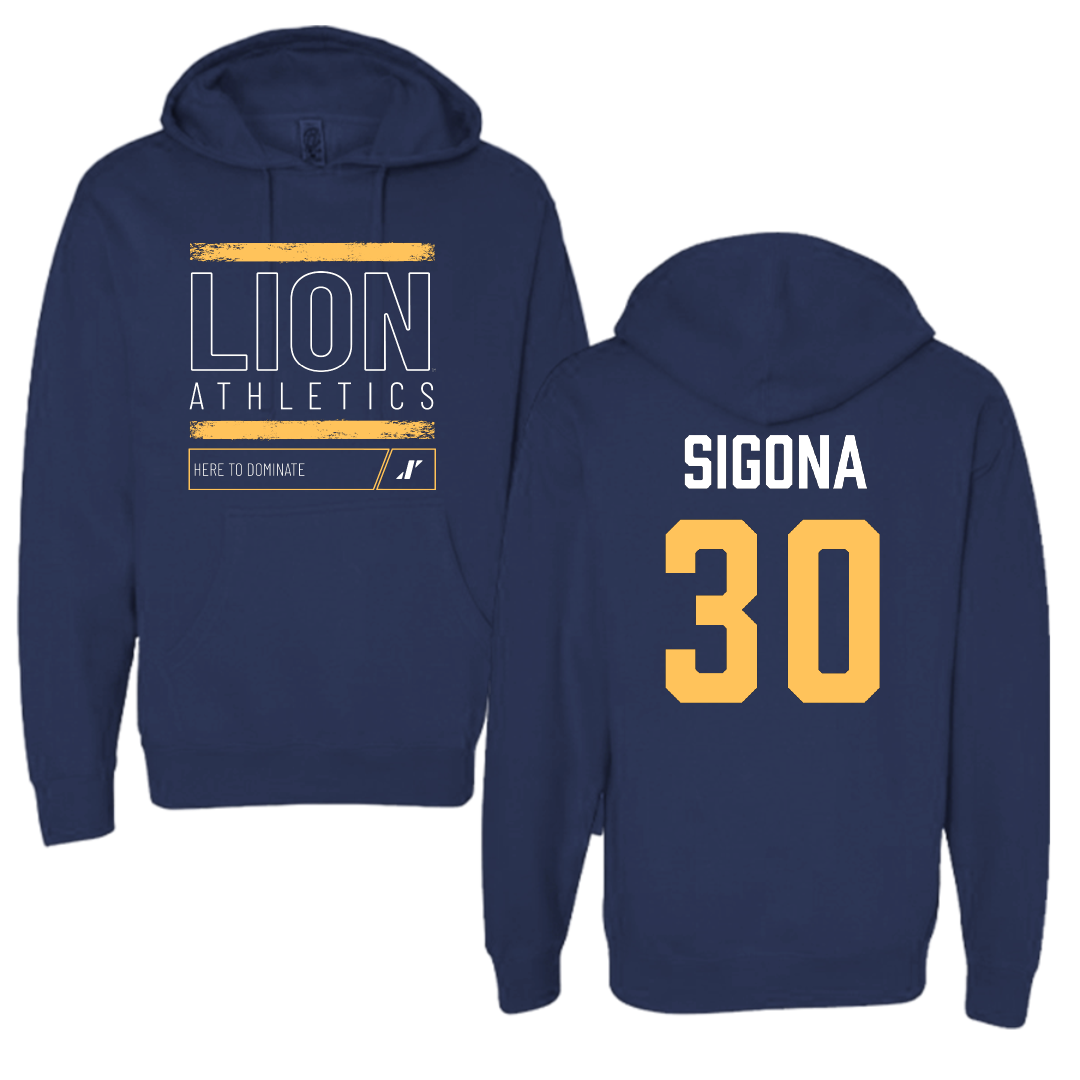 East Texas A&M University Basketball Navy Dominate Hoodie - #30 Vinny Sigona