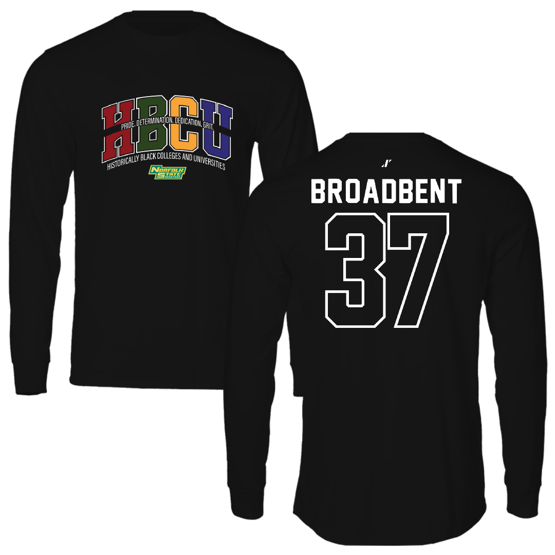 Norfolk State University Football Black HBCU Performance Long Sleeve - #37 Kaleb Broadbent