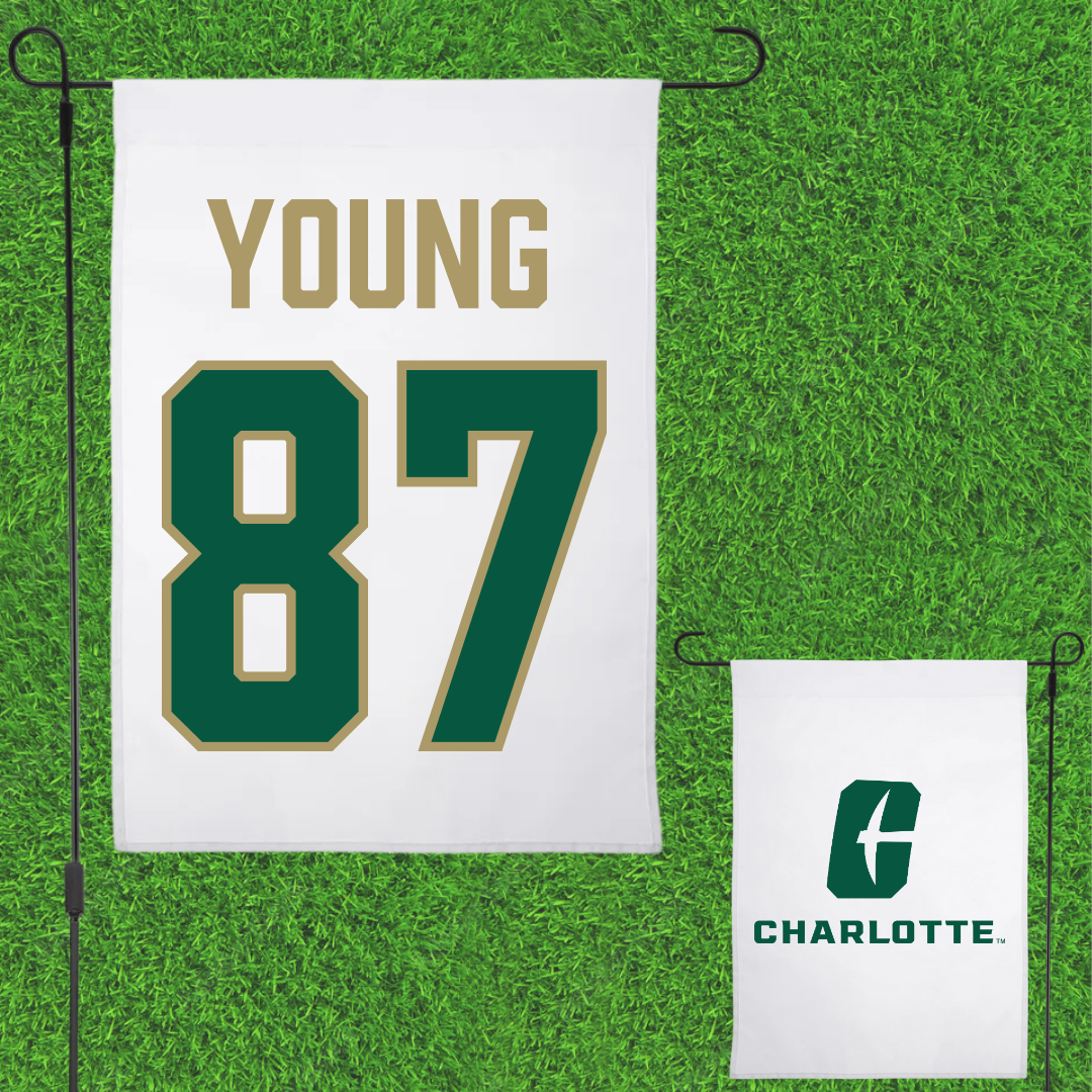 The University of North Carolina at Charlotte Football White Garden Flag - #87 Jake Young