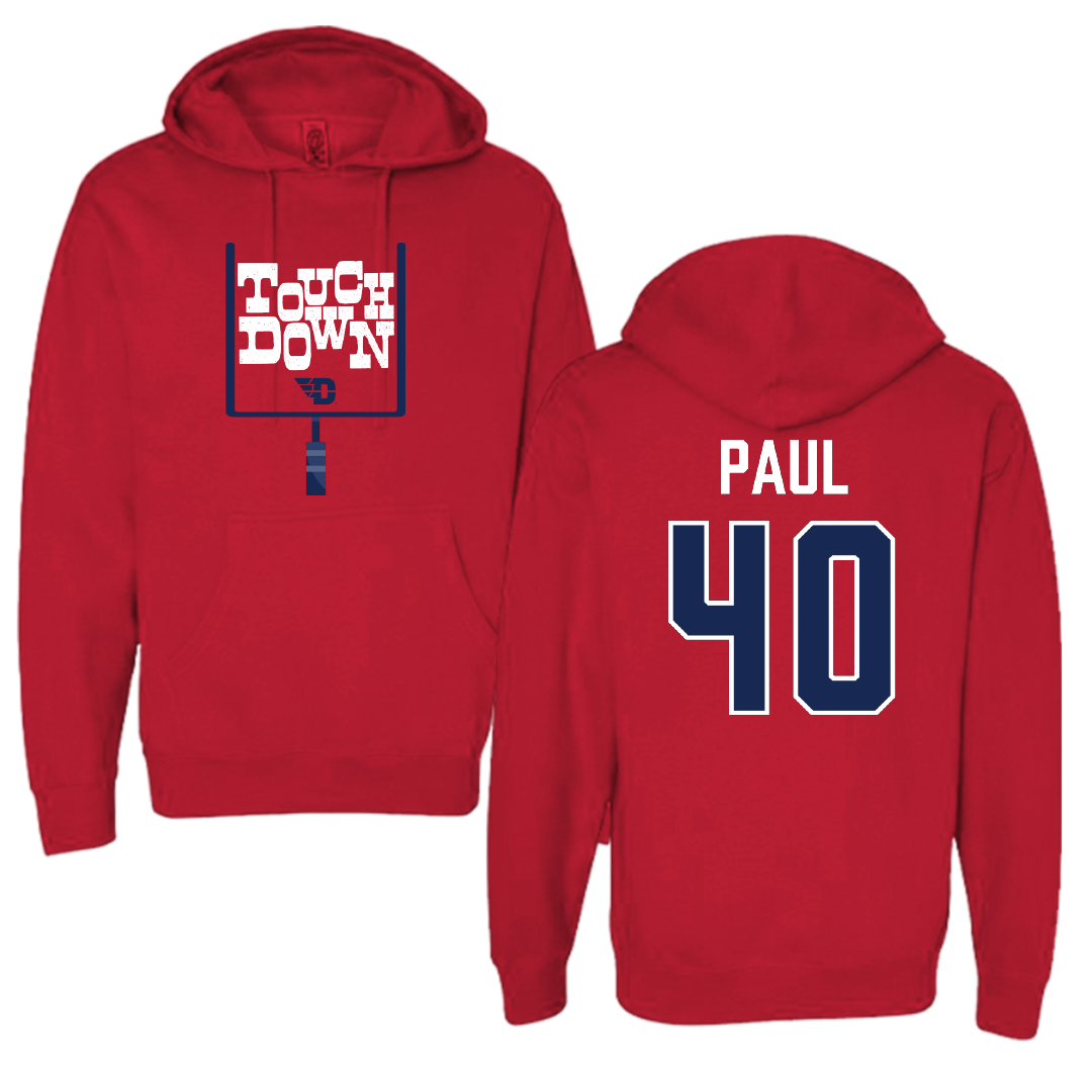 University of Dayton Football Red Touchdown Hoodie - #40 Kyler Paul