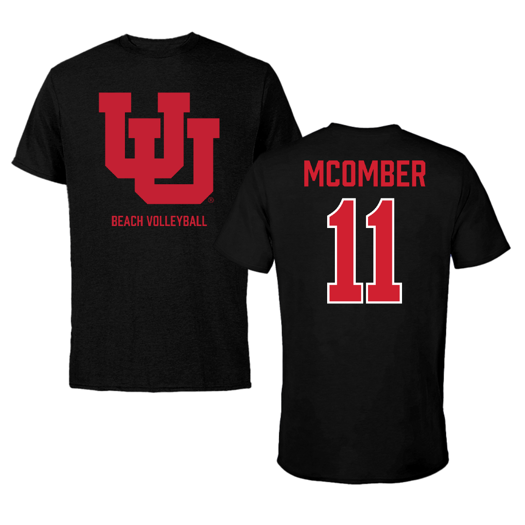 University of Utah Beach Volleyball Black Tee - #11 Azure McOmber