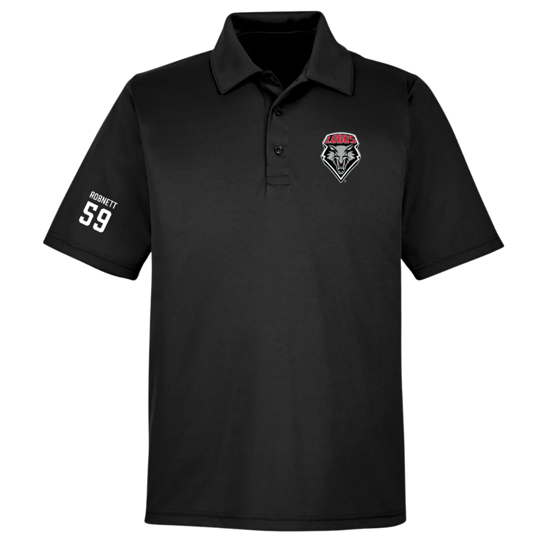 University of New Mexico Football Black Polo - #59 Kaden Robnett