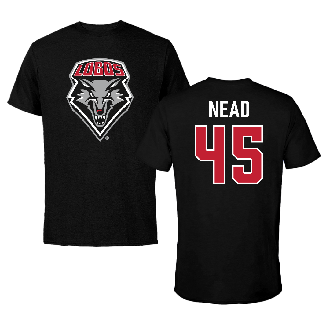 University of New Mexico Football Black Performance Tee - #45 Keayen Nead