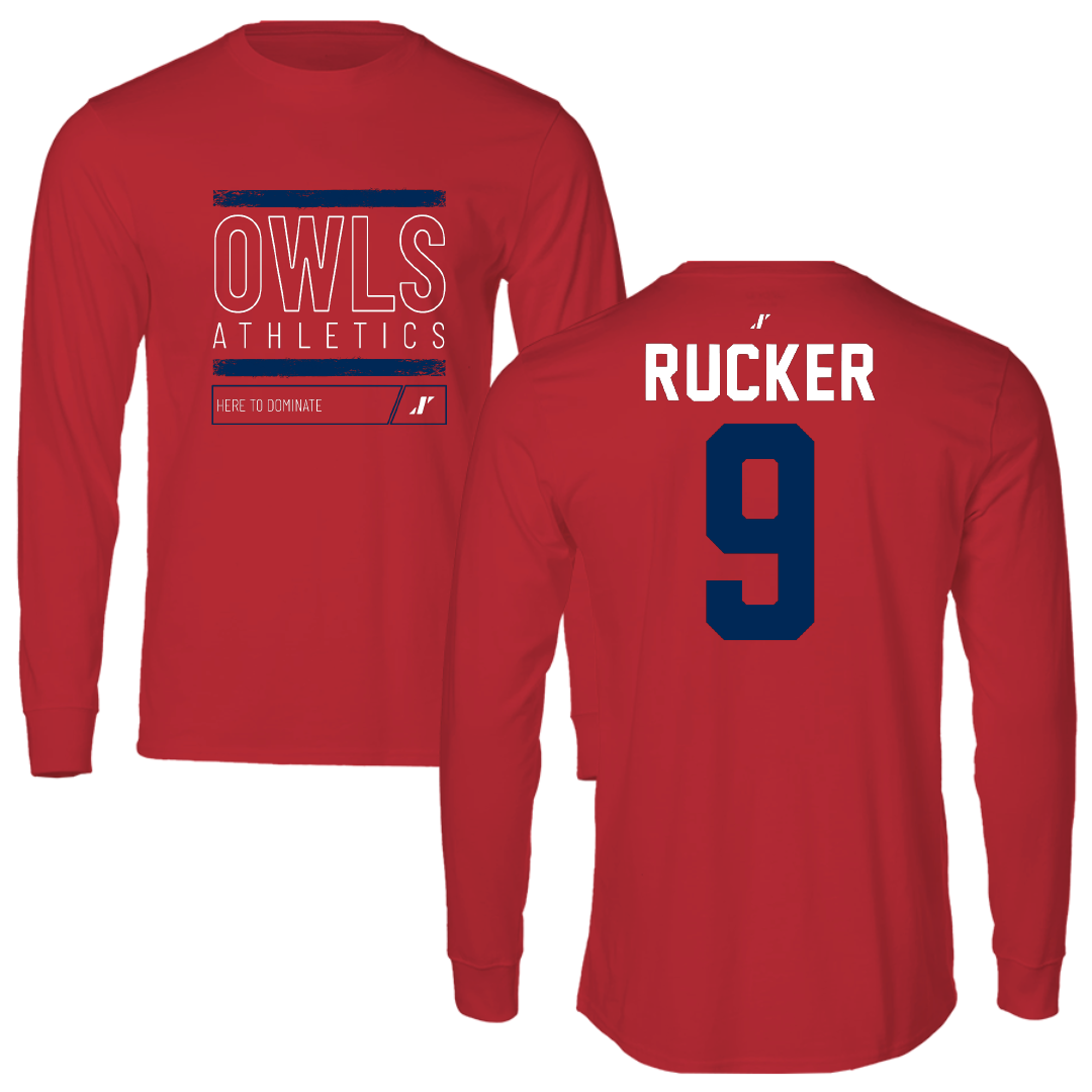 Florida Atlantic University Football Red Dominate Performance Long Sleeve - #9 Luke Rucker
