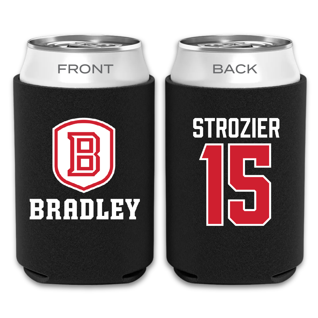Bradley University Basketball Black Can Cooler - #15 Armoni Strozier