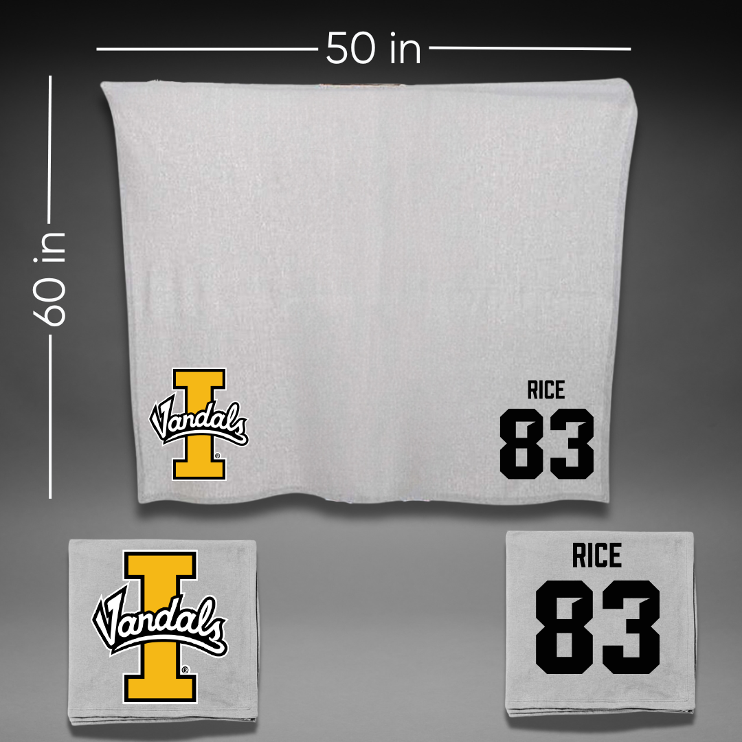 University of Idaho Football Gray Vandals Blanket - #83 Brayden Rice
