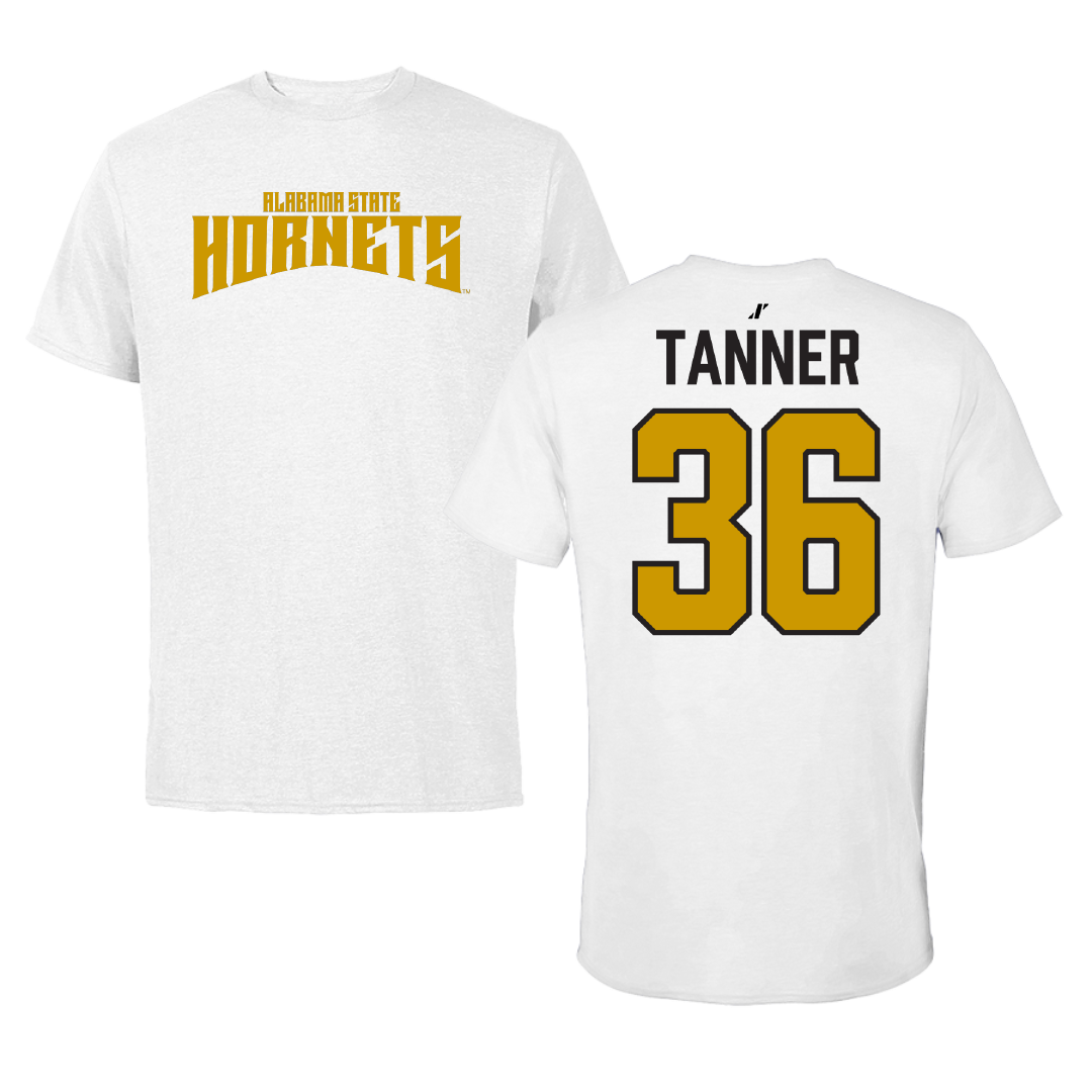 Alabama State University Football White Classic Tee - #36 Brandon Tanner