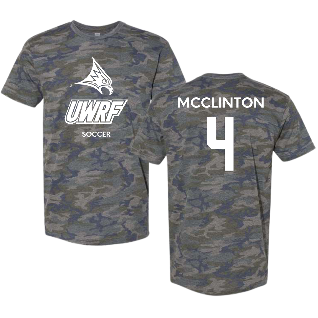 University of Wisconsin-River Falls Soccer (W) Vintage Camo Tee - #4 Aliviah McClinton