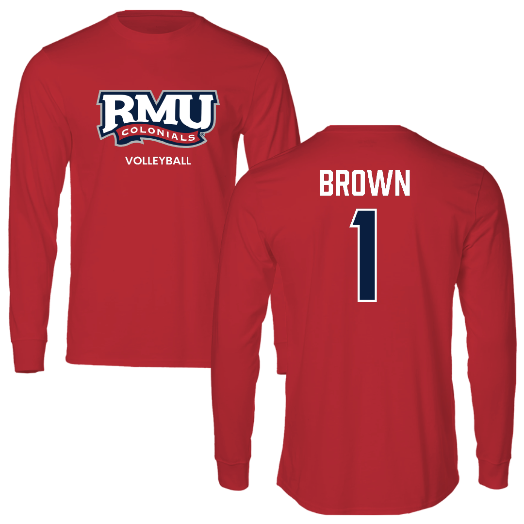 Robert Morris University Volleyball (W) Red Performance Long Sleeve - #1 Kaitlyn Brown
