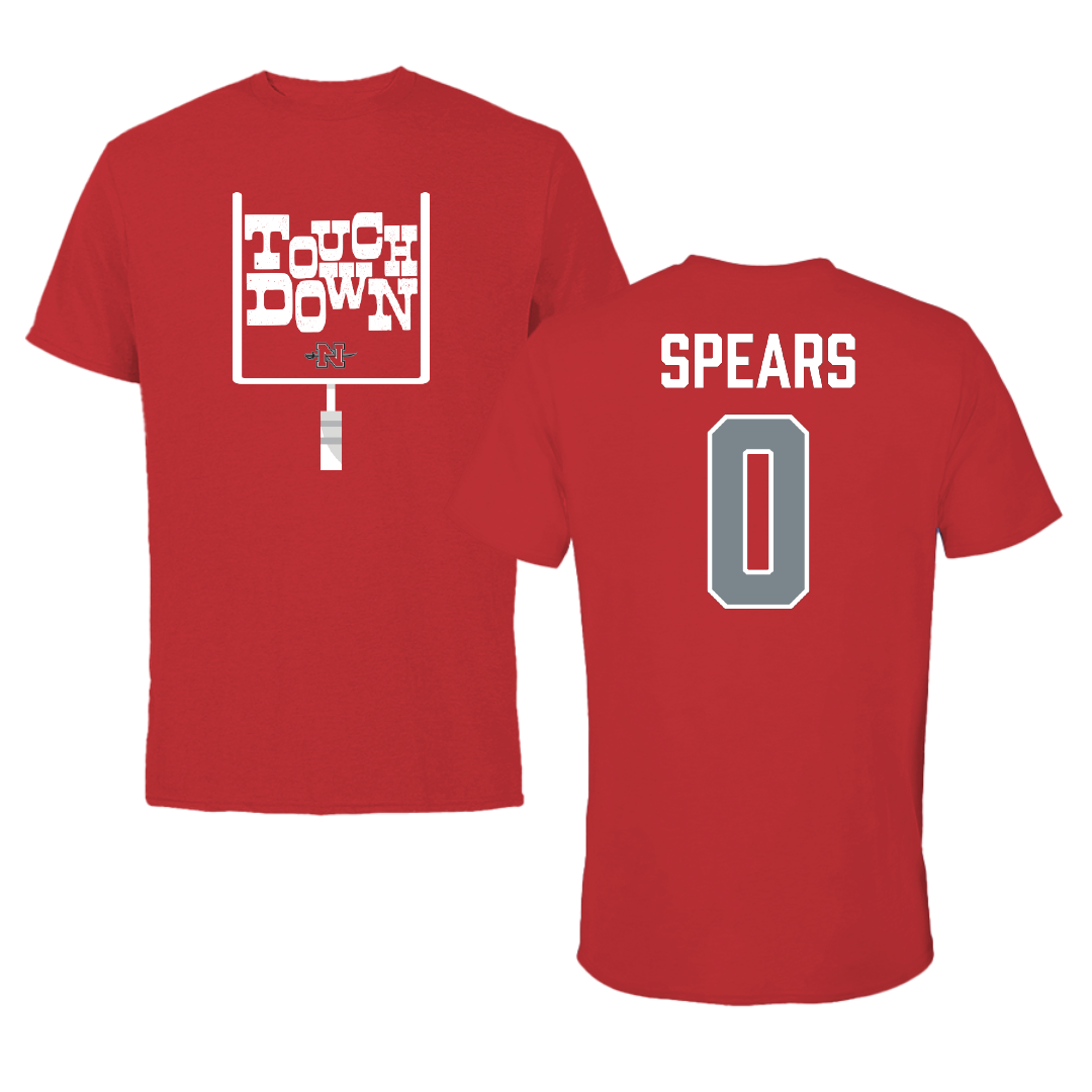 Nicholls State University Football Red Touchdown Tee - #0 Jaylon Spears