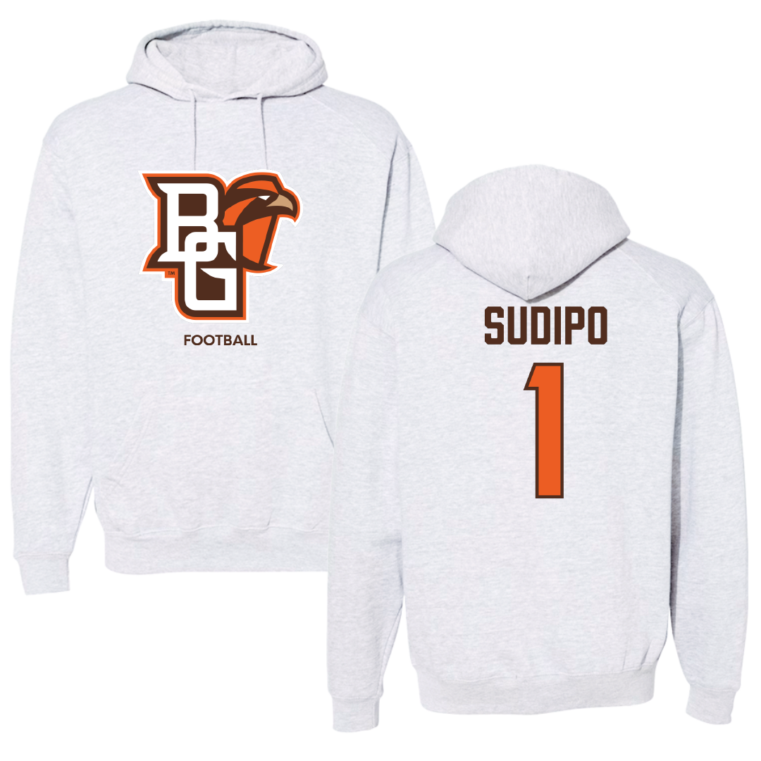 Bowling Green State University Football Light Gray Hoodie - #1 Mateo Sudipo