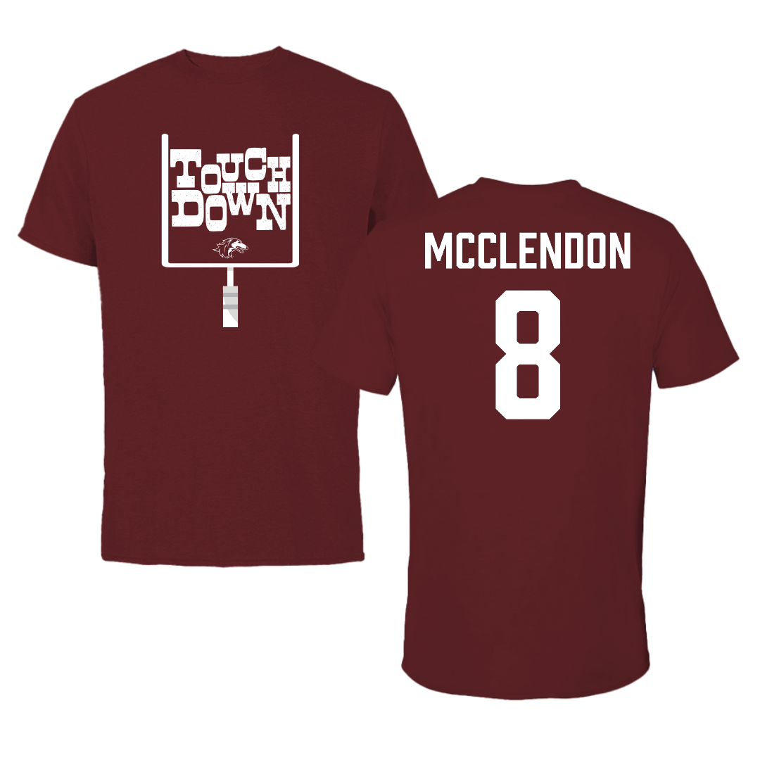 Southern Illinois University at Carbondale Football Maroon Touchdown Tee - #8 Jeremiah McClendon