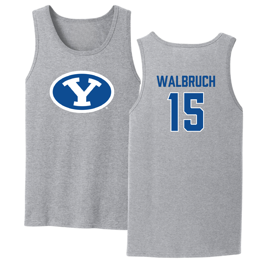 Brigham Young University Soccer Sport Gray Tank Top - #15 Ellie Walbruch