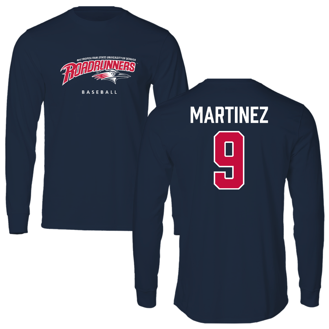 Metropolitan State University of Denver Baseball Navy Performance Long Sleeve - #9 Alek Martinez