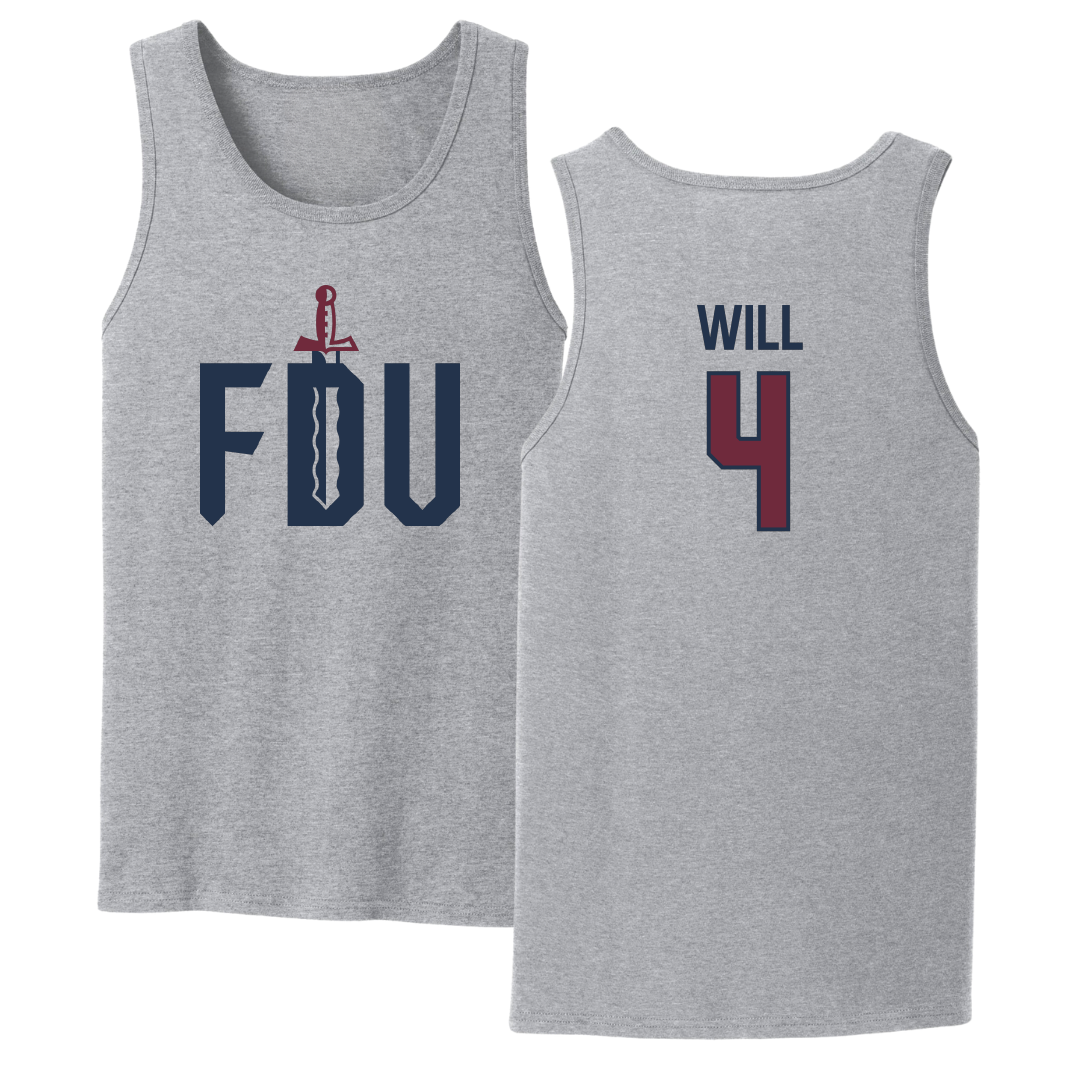 Fairleigh Dickinson University-Metropolitan Campus Baseball Sport Gray Tank Top - #4 Zack Will