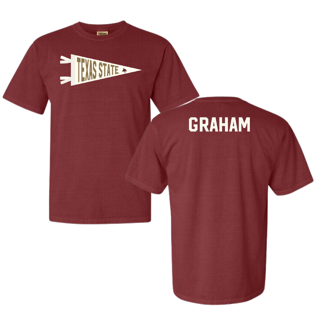 Texas State University Tennis Maroon Pennant Comfort Colors Tee - Kiana Graham