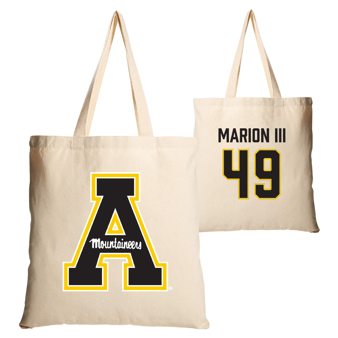 Appalachian State University Football Tan Canvas Tote Bag - #49 Randy Marion III