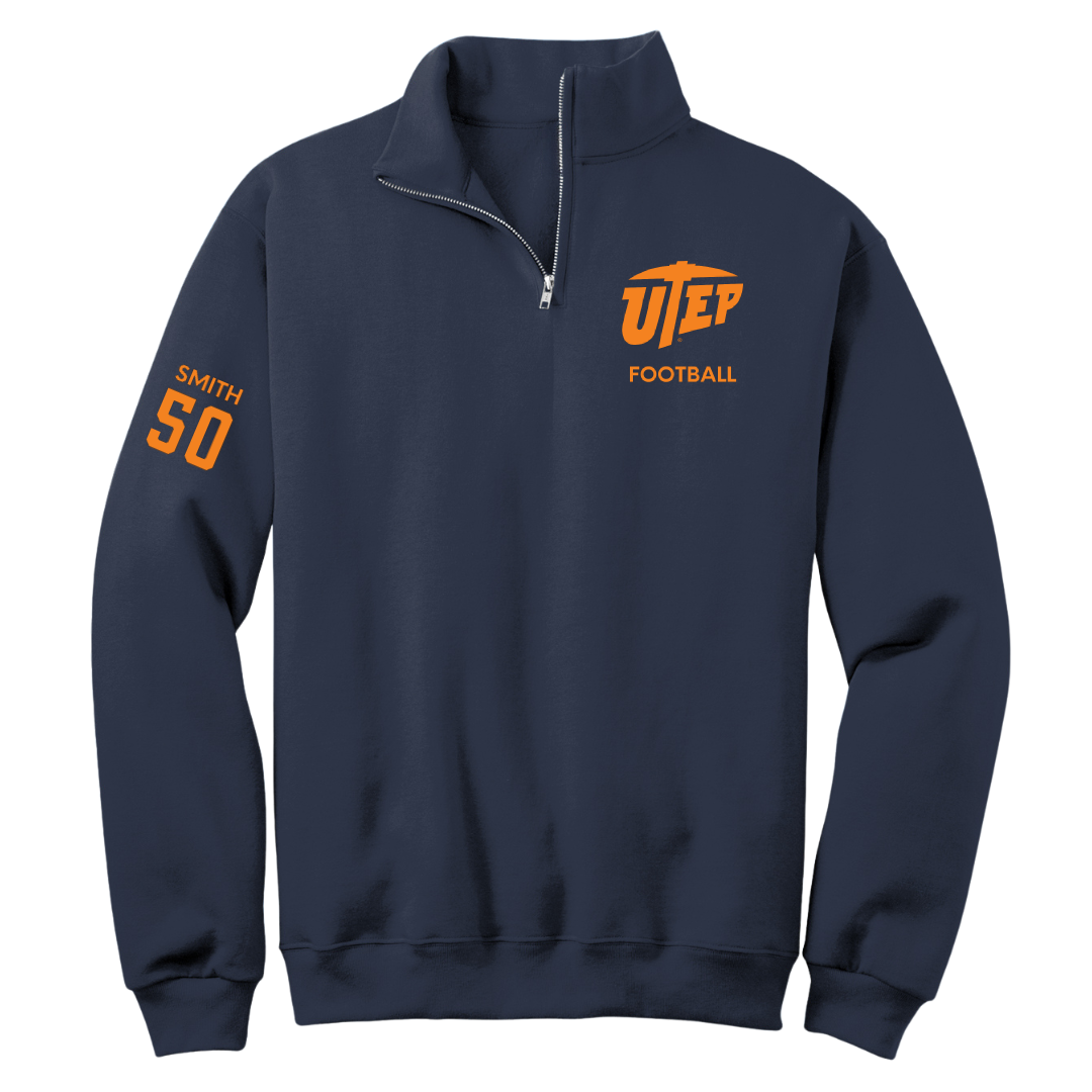 University of Texas at El Paso Football Navy Quarter-Zip - #50 Brennan Smith