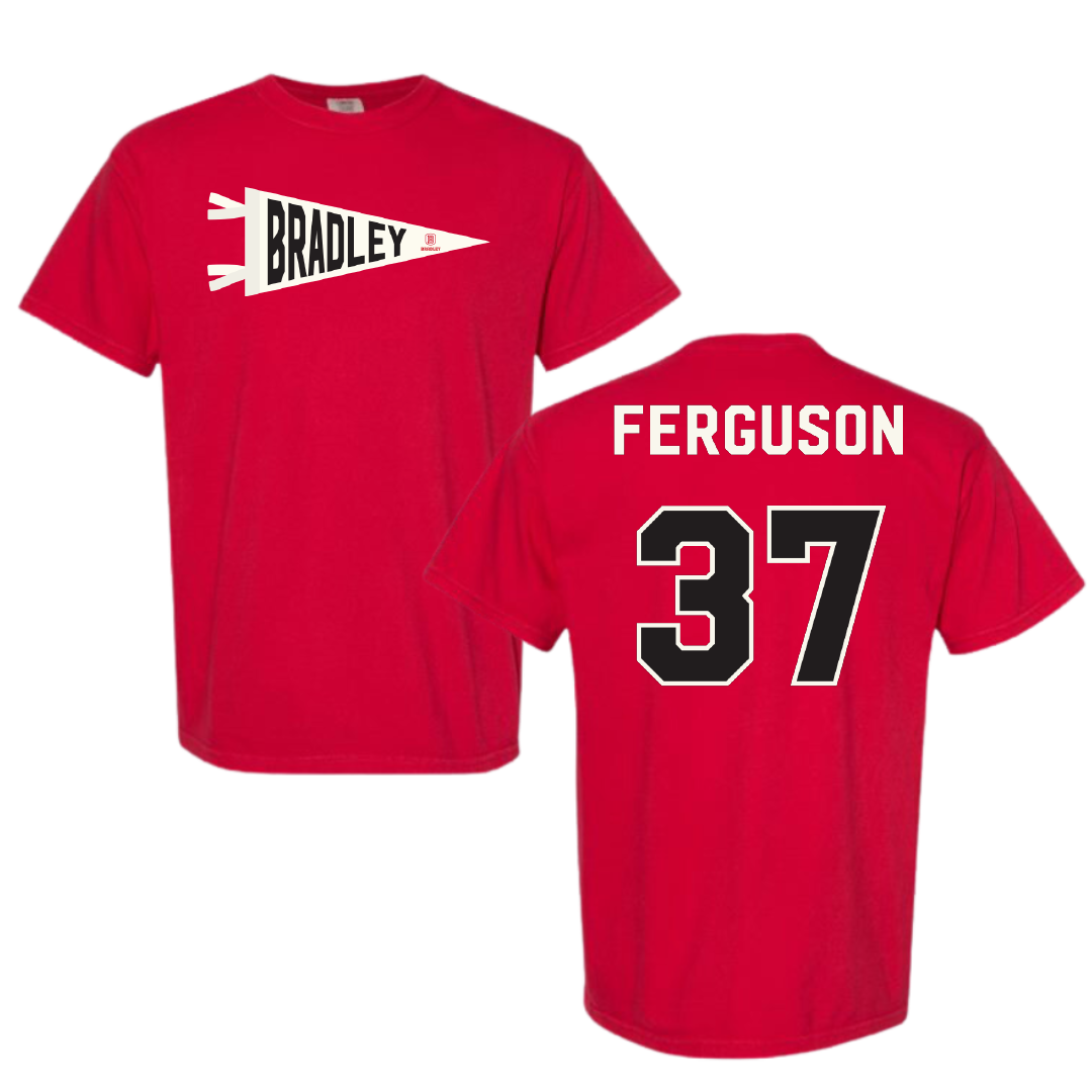 Bradley University Soccer Red Pennant Comfort Colors Tee - #37 Ian Ferguson