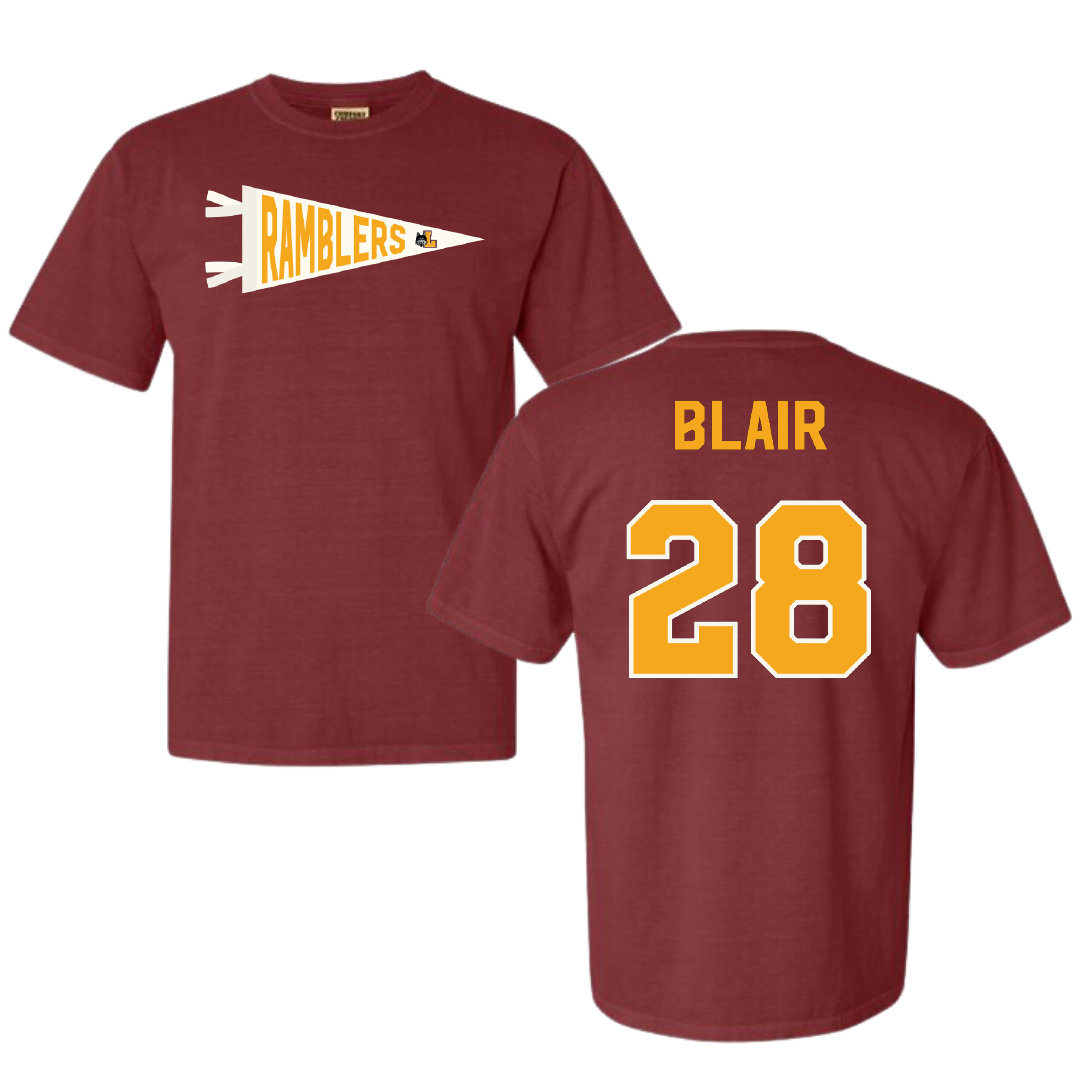 Loyola University-Chicago Soccer Maroon Pennant Comfort Colors Tee - #28 Quinten Blair
