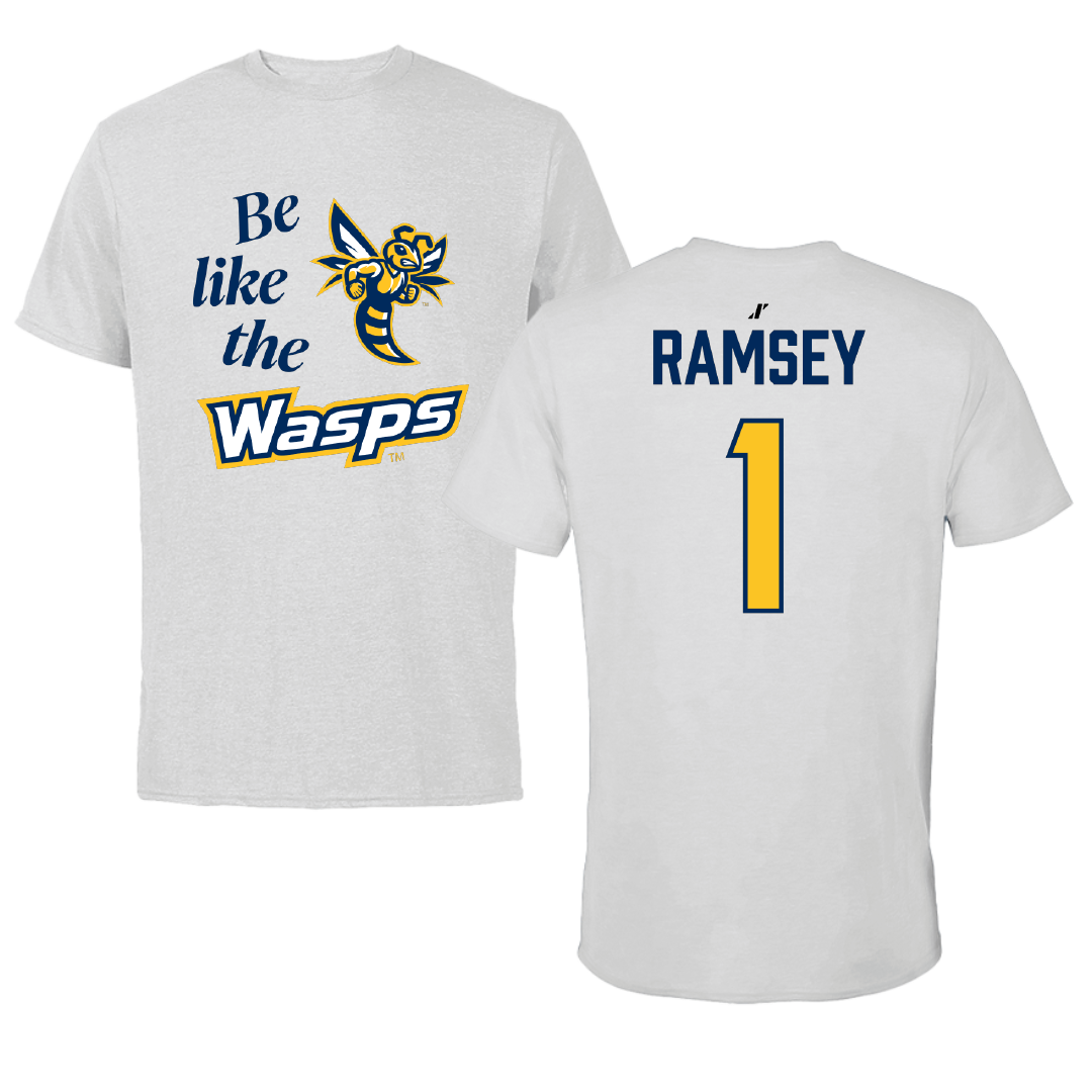 Emory & Henry College Basketball (W) Light Gray Be Like Us Performance Tee - #1 Lyndie Ramsey
