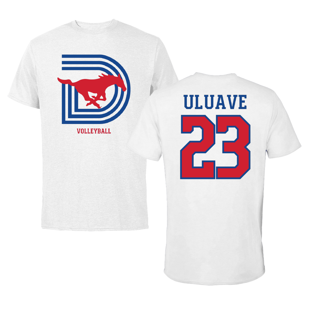 Southern Methodist University Volleyball (W) White Tee - #23 Sina Uluave