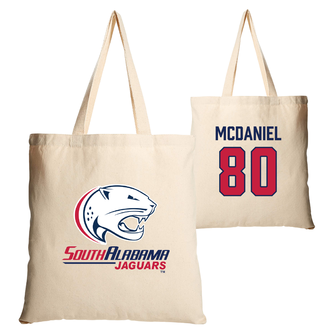 University of South Alabama Football Tan Canvas Tote Bag - #80 Hollis McDaniel