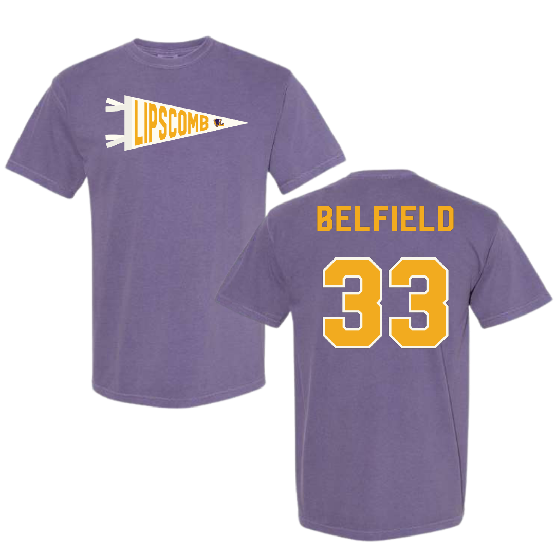 Lipscomb University Softball Purple Pennant Comfort Colors Tee - #33 Kaylyn Belfield