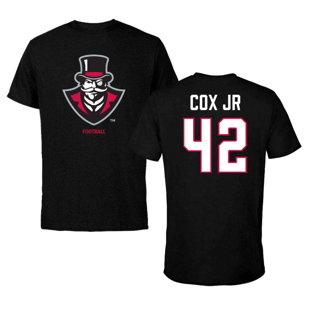 Austin Peay State University Football Black Performance Tee - #42 TJ Cox Jr