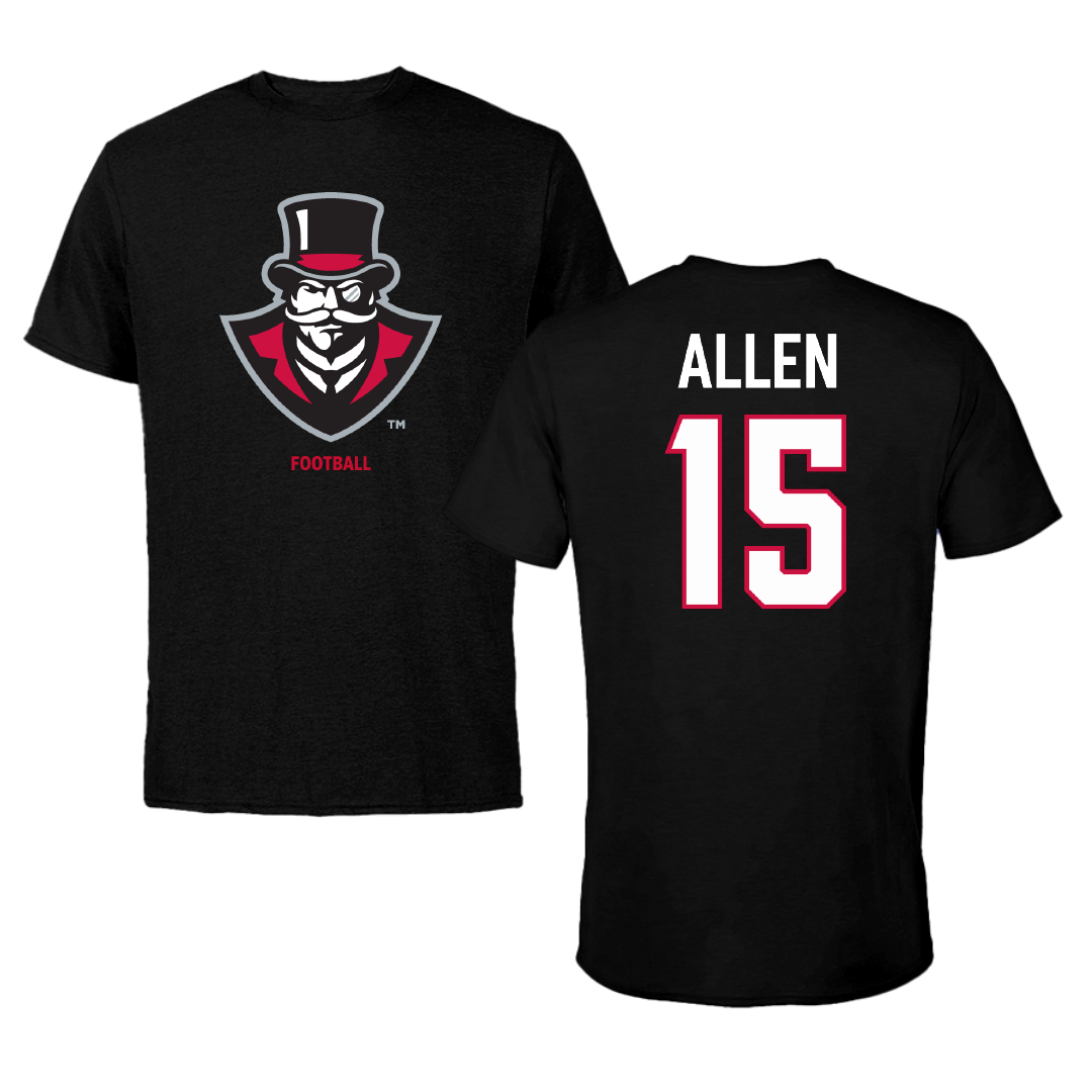 Austin Peay State University Football Black Tee - #15 Chase Allen