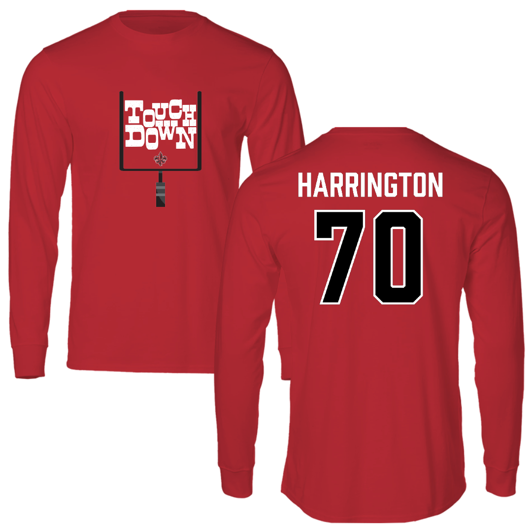 University of Louisiana at Lafayette Football Red Touchdown Performance Long Sleeve - #70 Jax Harrington