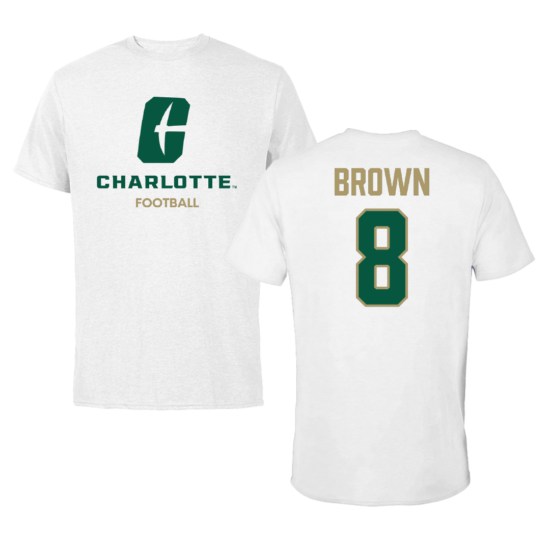 The University of North Carolina at Charlotte Football White Tee - #8 Sean Brown