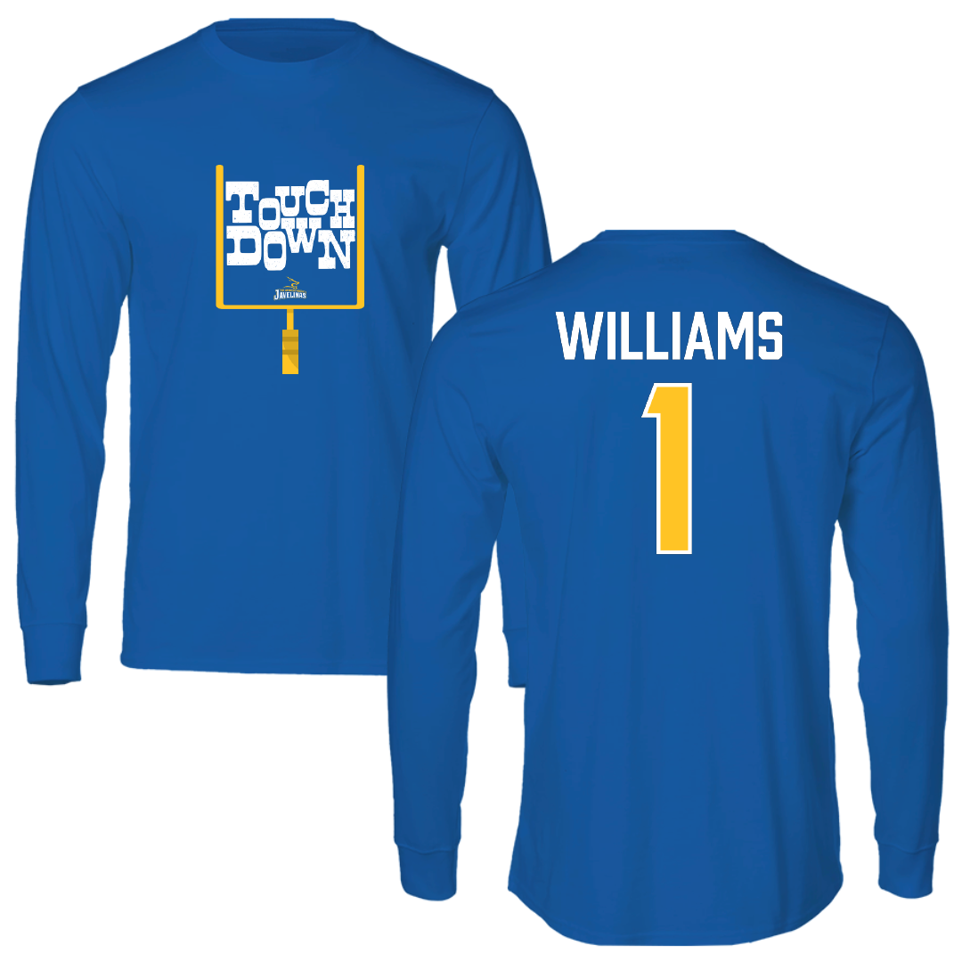 Texas A&M University-Kingsville Football Blue Touchdown Long Sleeve - #1 Kannon Williams