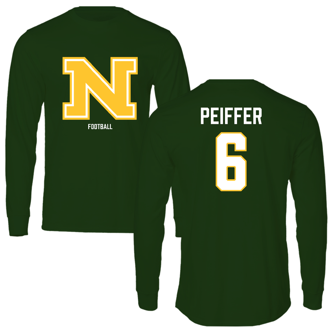 Northern Michigan University Football Forest Green Performance Long Sleeve - #6 Sam Peiffer