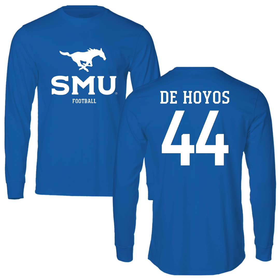 Southern Methodist University Football Blue Mascot Long Sleeve - #44 Michael De Hoyos