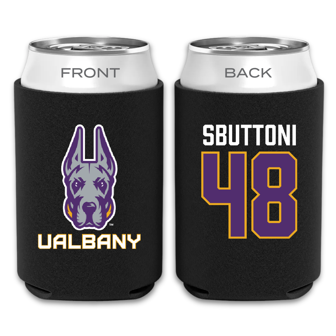 University at Albany Football Black Can Cooler - #48 Michael Sbuttoni
