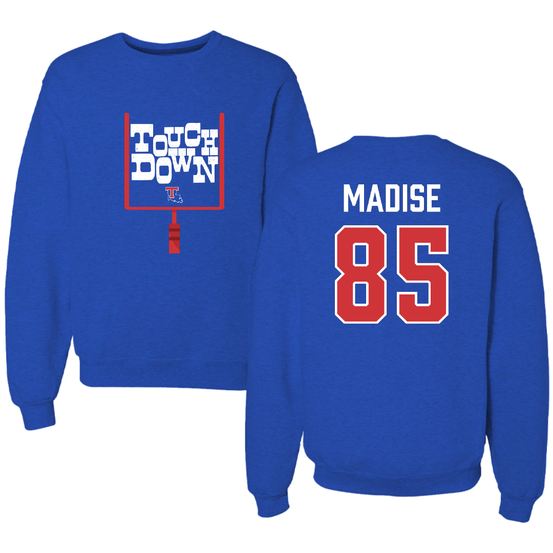 Louisiana Tech University Football Blue Touchdown Crewneck - #85 Adem Madise