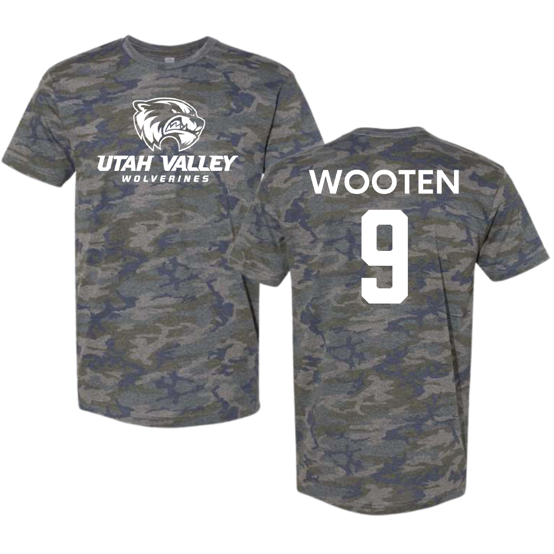Utah Valley University Softball Vintage Camo Tee - #9 Taylor Wooten