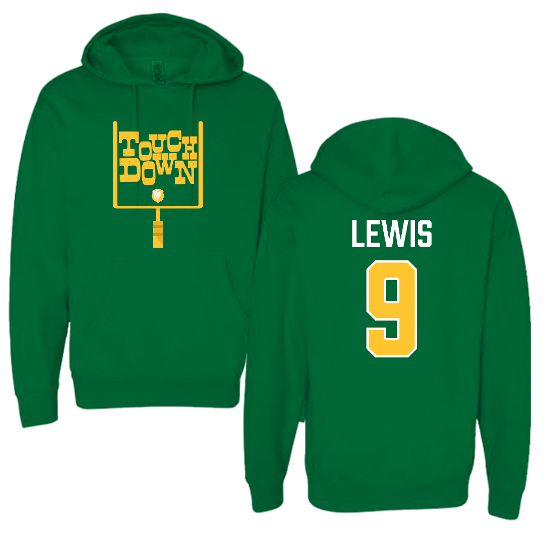 Southeastern Louisiana University Football Green Touchdown Hoodie - #9 Darius Lewis