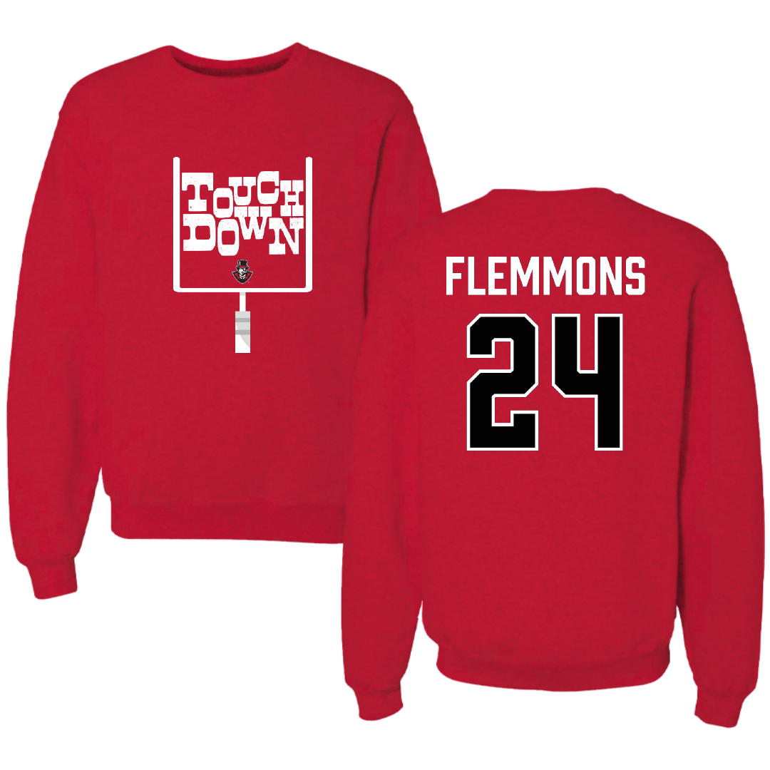 Austin Peay State University Football Red Touchdown Crewneck - #24 Jeremiah Flemmons
