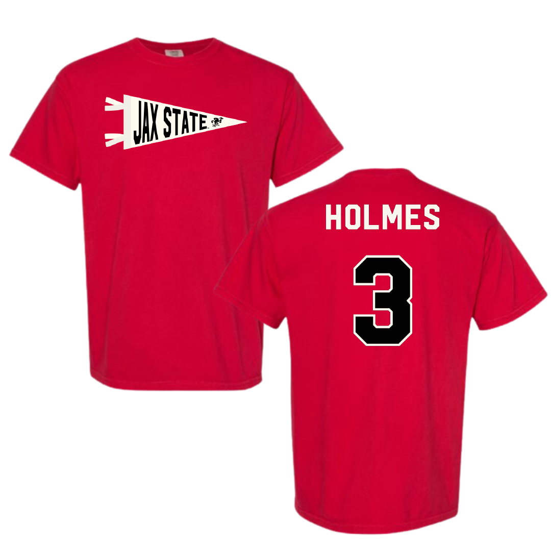 Jacksonville State University Softball Red Pennant Comfort Colors Tee - #3 Jaliyah Holmes