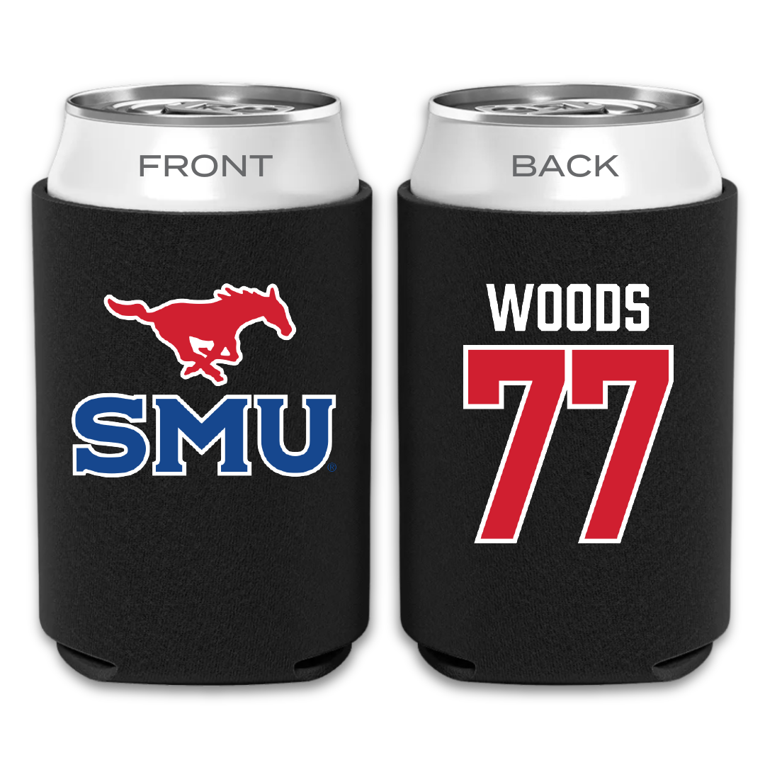 Southern Methodist University Football Black Can Cooler - #77 Alex Woods