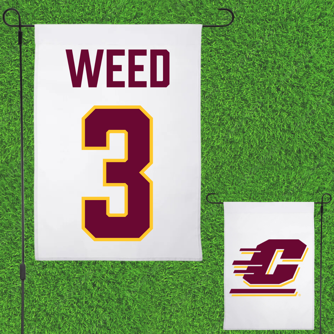 Central Michigan University Soccer (W) White Garden Flag - #3 Kylee Weed