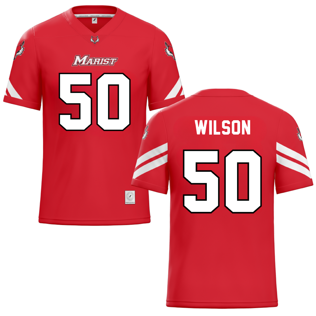 Marist University Red Football Jersey - #50 Trevor Wilson