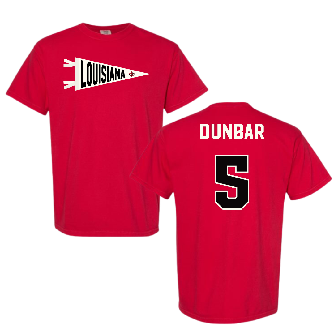 University of Louisiana at Lafayette Soccer Red Pennant Comfort Colors Tee - #5 Brynn Dunbar