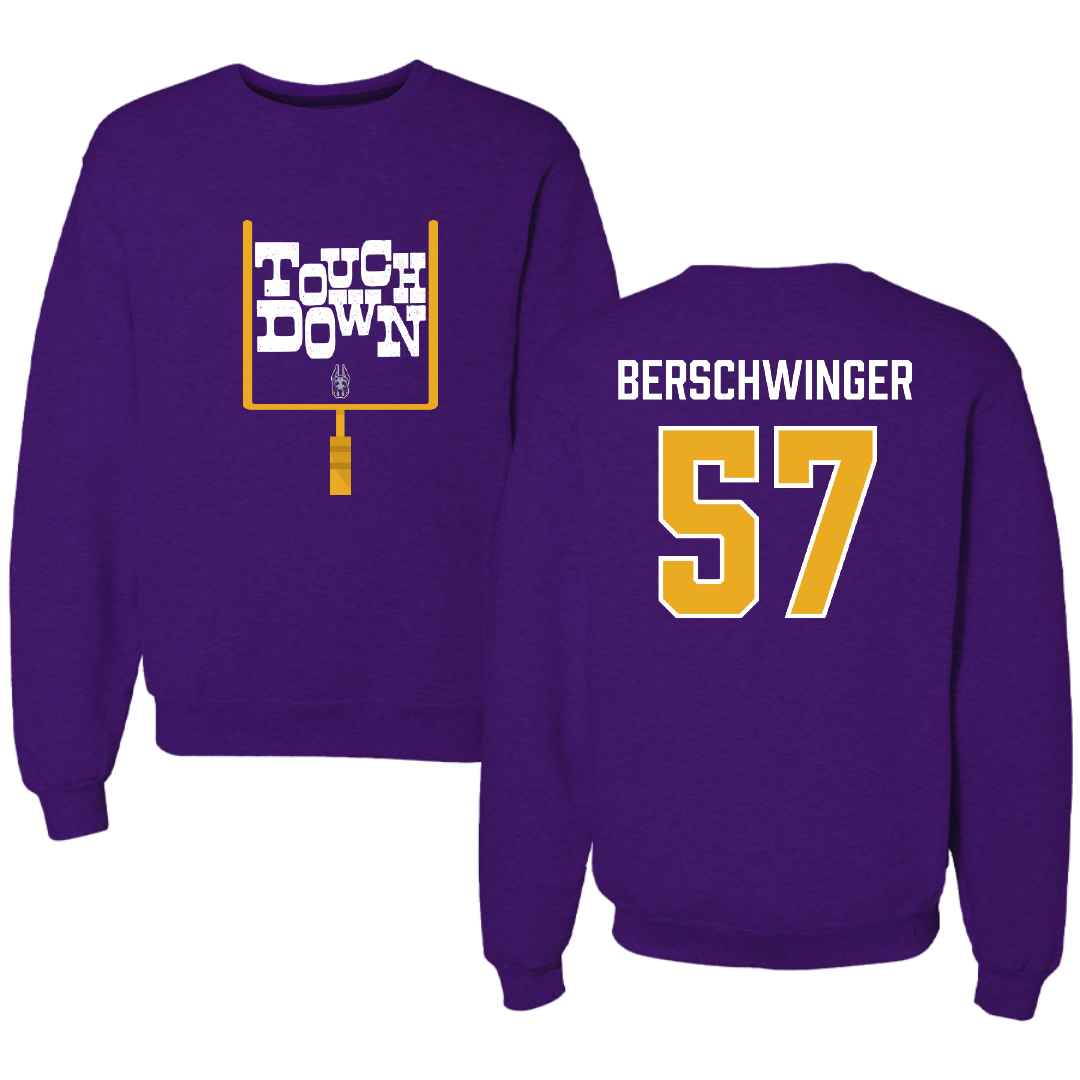 University at Albany Football Purple Touchdown Crewneck - #57 Troy Berschwinger