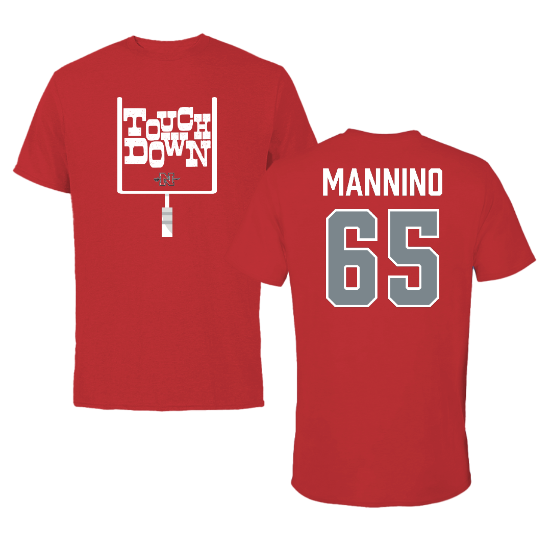 Nicholls State University Football Red Touchdown Tee - #65 Christian Mannino