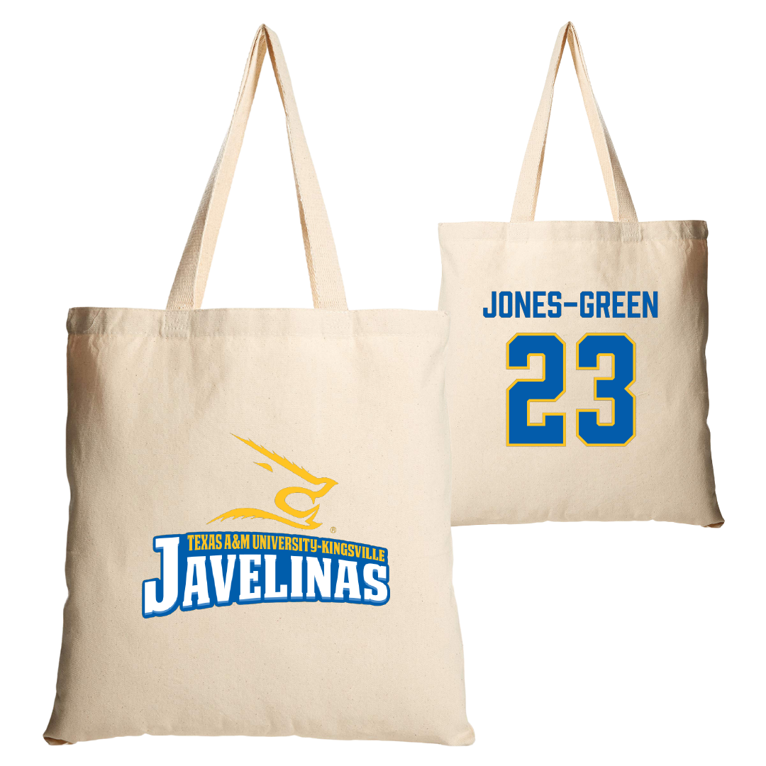 Texas A&M University-Kingsville Basketball Tan Canvas Tote Bag - #23 Marcus Jones-Green