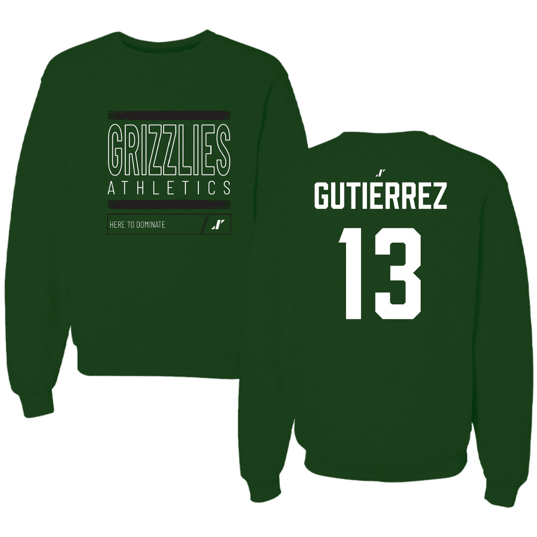 Adams State University Football Forest Green Dominate Crewneck - #13 Xavier Gutierrez